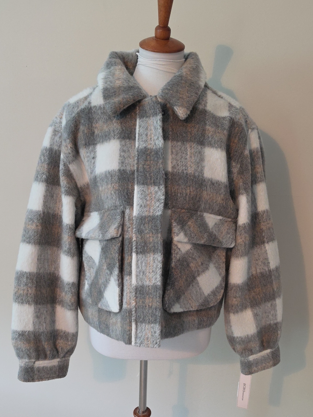 BCBG Eneration Full Zip Plaid Jacket Brand New